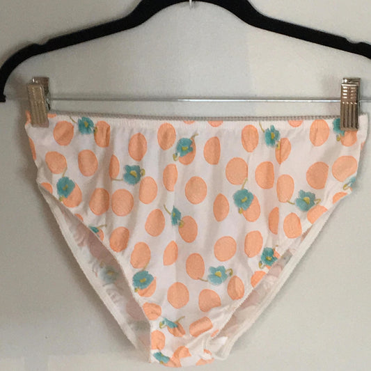 Vintage 1960’s Babydoll Panty Set | Silky White with Orange & Green Nylon | Lace Ruffles Pajama Set | Size M - LG - Daggers & Dames