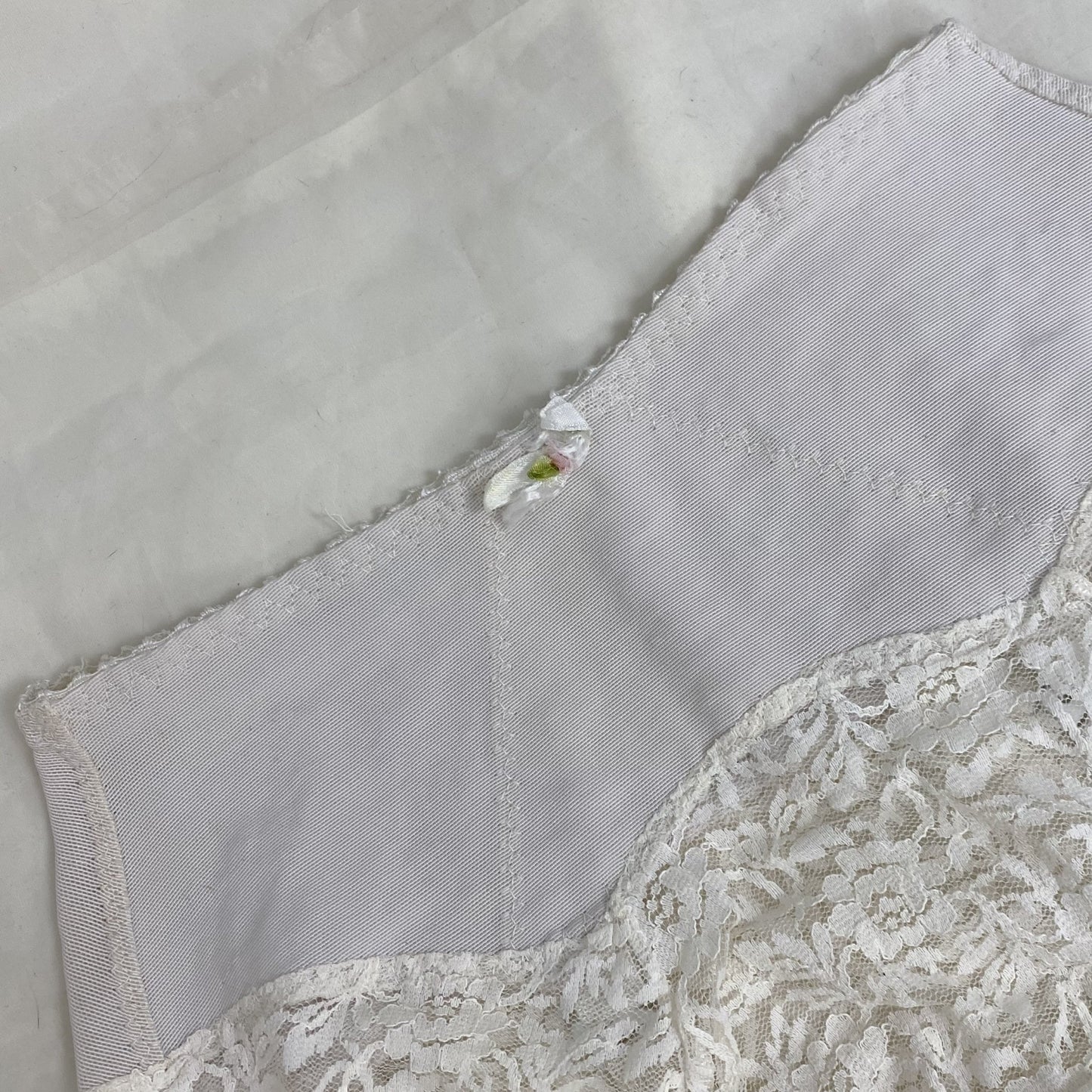 Vintage 1960's Garter Panties | White Nylon Floral Lace with Power Mesh & Detachable Garters | Size XS, S - Daggers & Dames