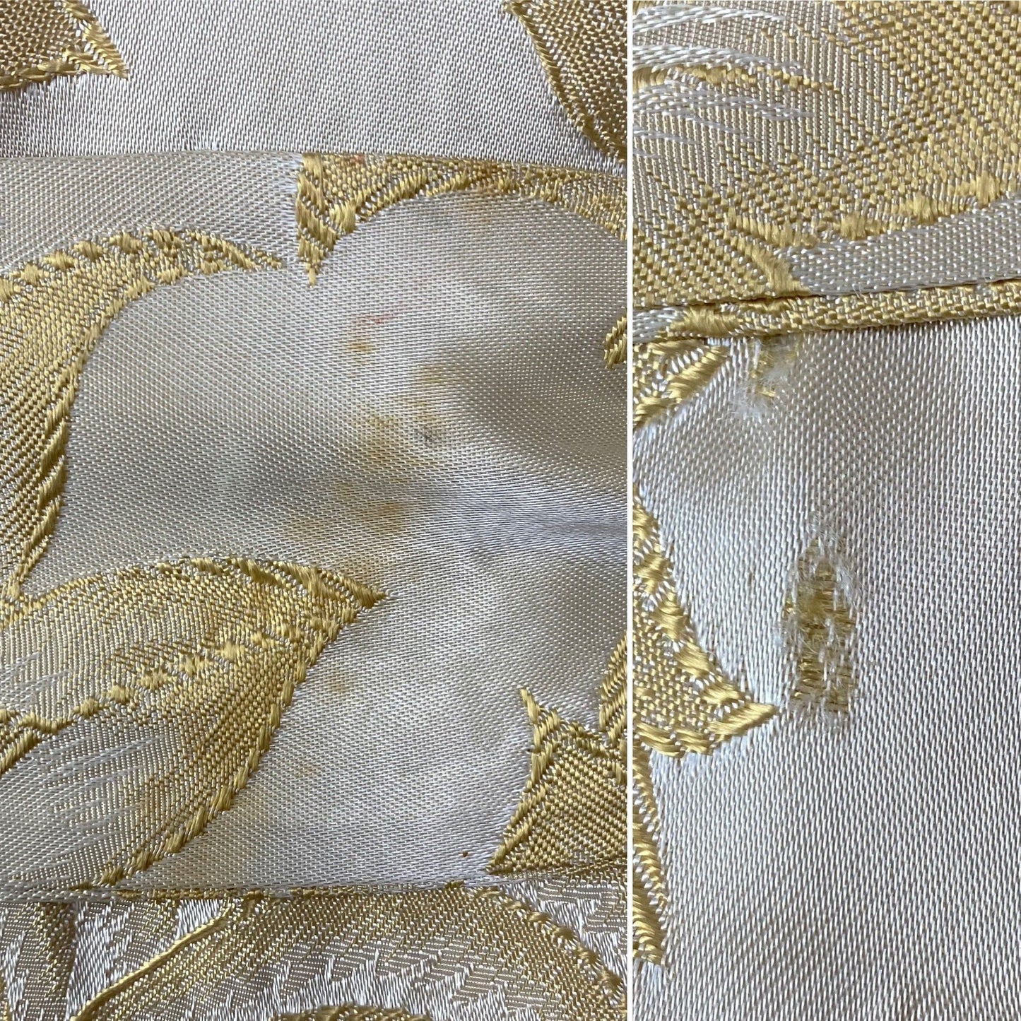 Vintage 1960's Hostess Dress | Champagne Rayon Satin Damask with Fringe Sash Tie | Size S, M, LG | Peer - Daggers & Dames