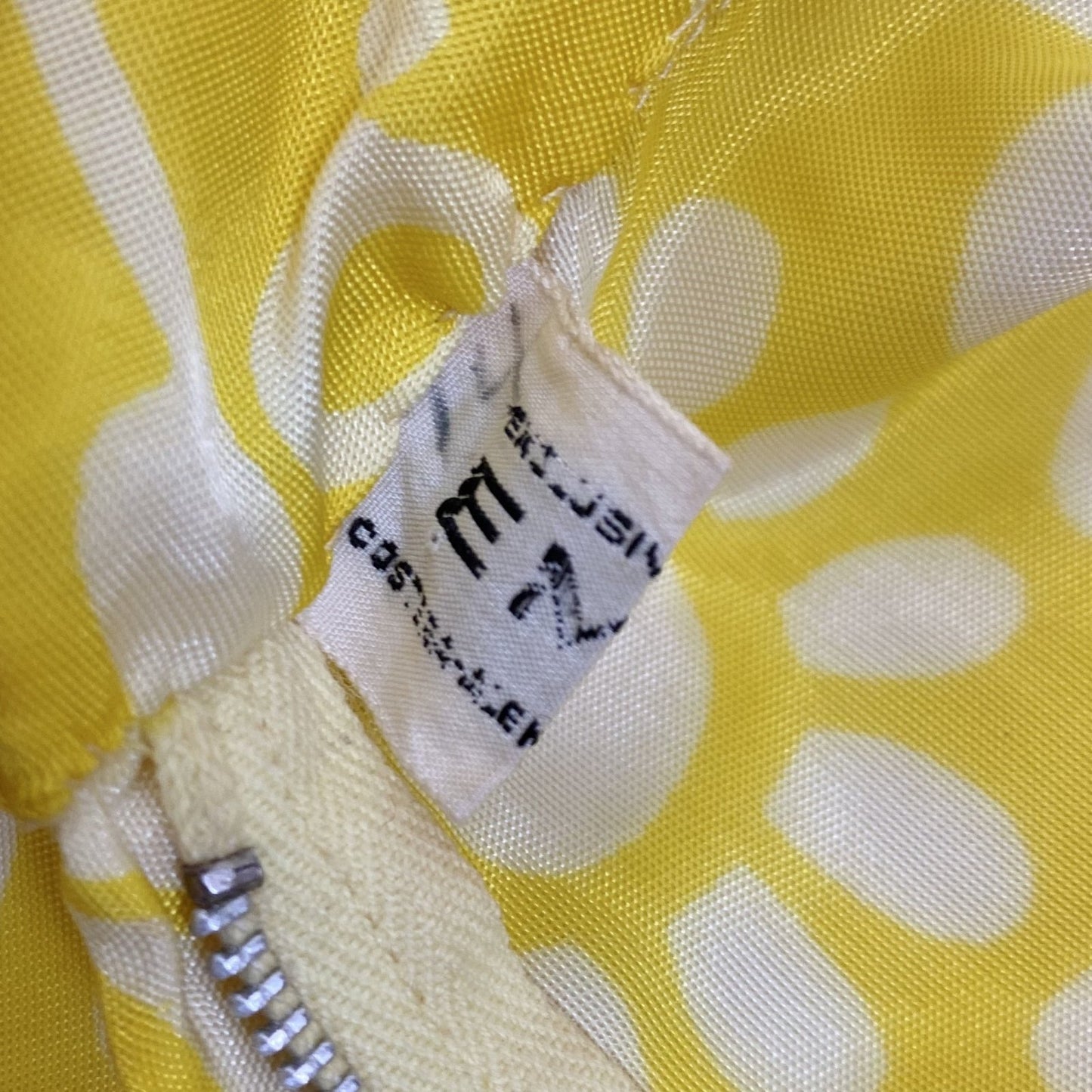 Vintage 1960's Jumpsuit | Lemon Yellow Nylon Satin with White Tribal Print | Size XS, S | Ema - Acapulco - Daggers & Dames