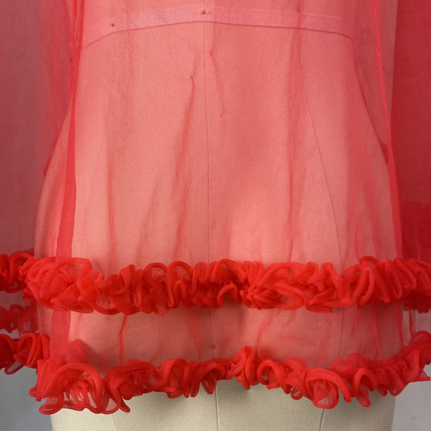 Vintage 1960's Lingerie Set | Sheer Red Nylon Chiffon with Ruffles | Size S, M - Daggers & Dames