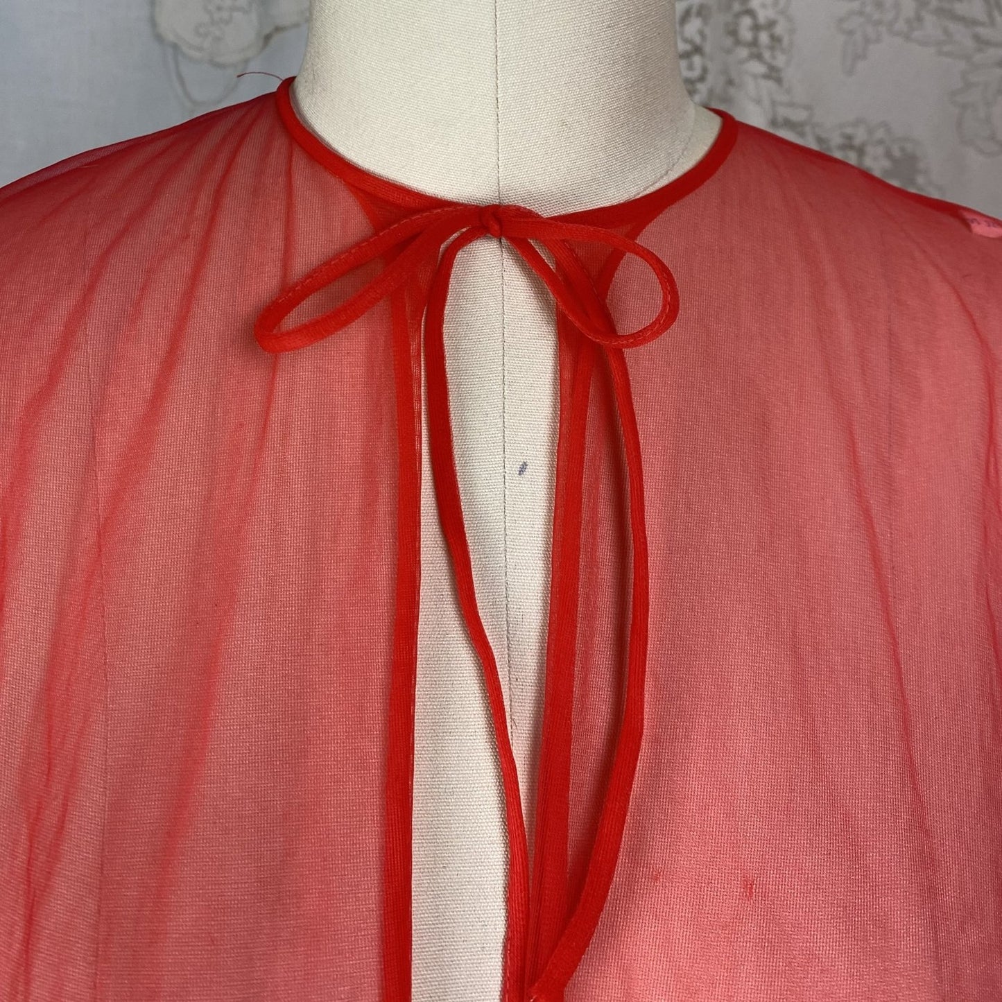 Vintage 1960's Lingerie Set | Sheer Red Nylon Chiffon with Ruffles | Size S, M - Daggers & Dames