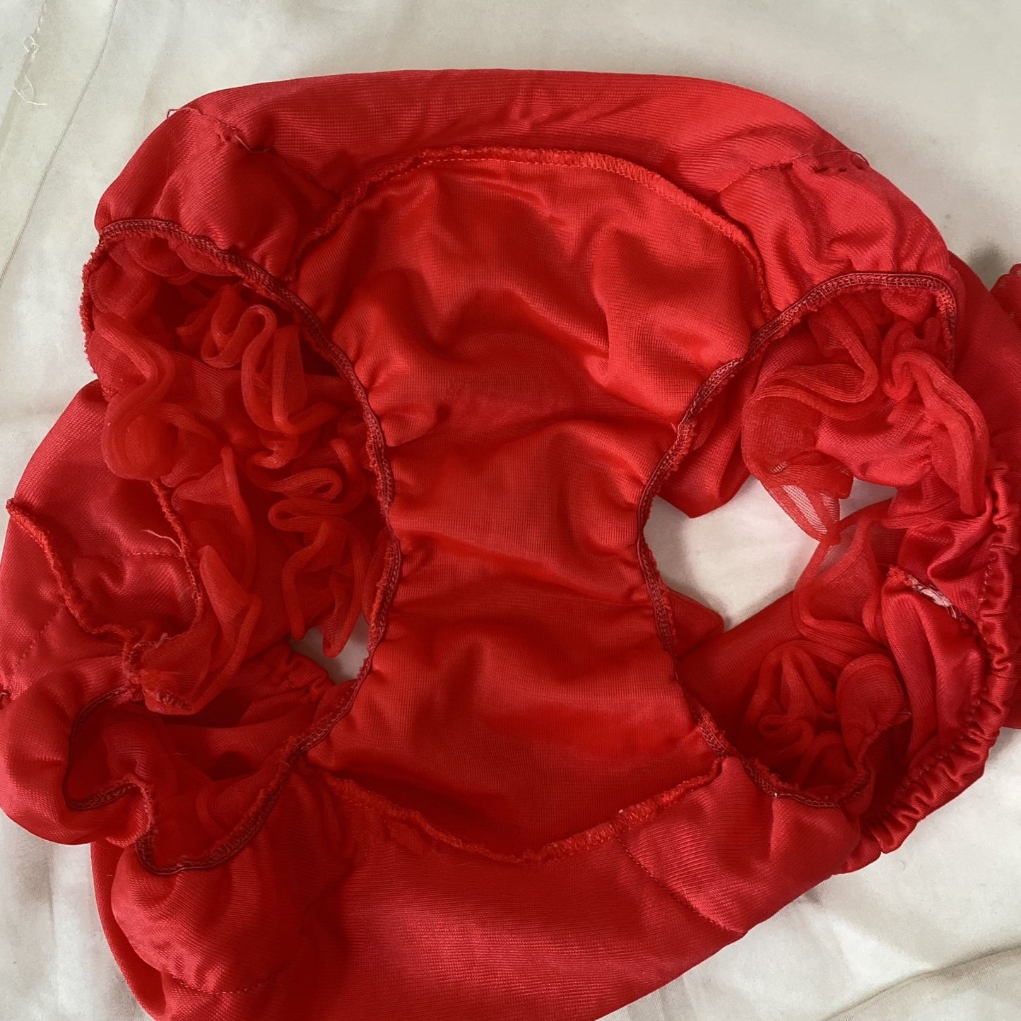 Vintage 1960's Lingerie Set | Sheer Red Nylon Chiffon with Ruffles | Size S, M - Daggers & Dames