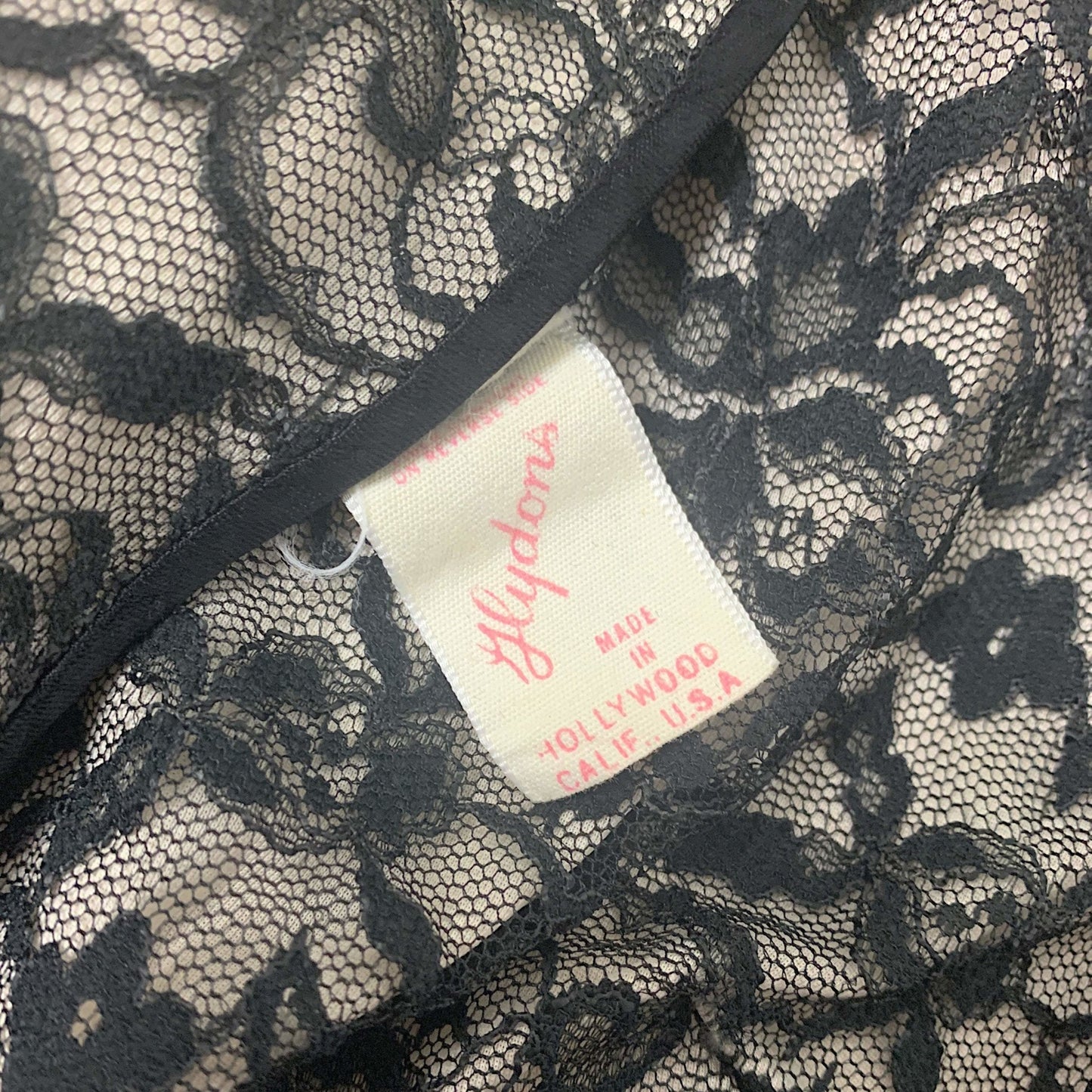 Vintage 1960's Pajama Set | Black Floral Lace over White Nylon with Frog Buttons | Size S | Glydon's of Hollywood - Daggers & Dames
