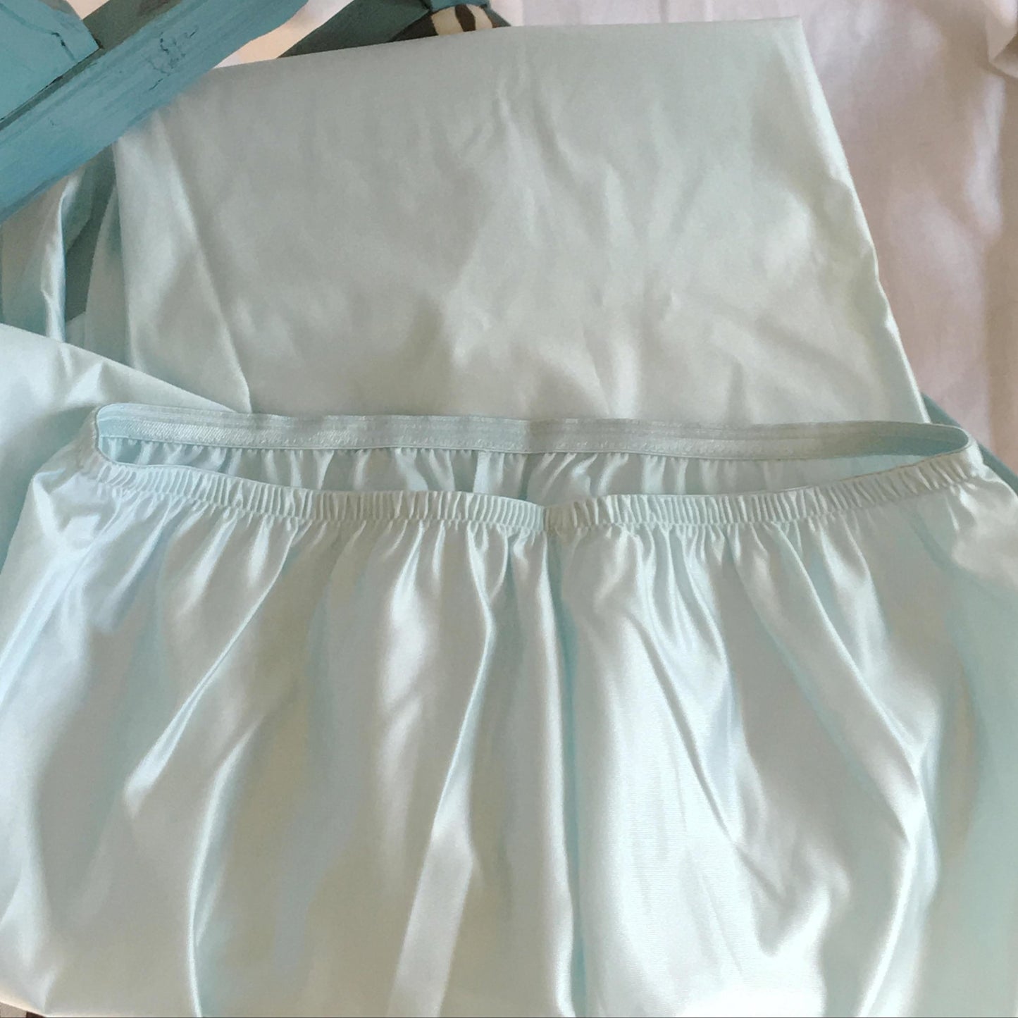 Vintage 1960's Pajama Set | Light Blue Nylon Satin with Rhinestone & Lace | New Old Stock | Vanity Fair | Boho Pajamas | Size M - Daggers & Dames
