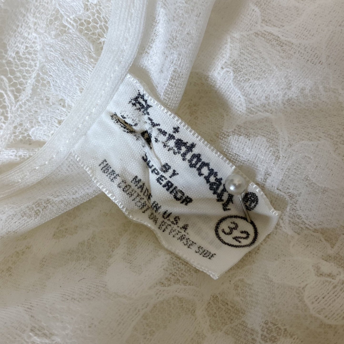 Vintage 1960's Peignoir Set | White Floral Lace with Ruffles & Pale Blue Satin | Size XS | Aristocraft - Daggers & Dames
