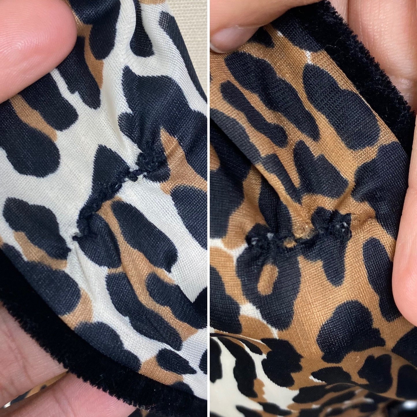 Vintage 1960's Robe | Leopard Print Nylon with Black Velvet Edging | Size LG | Vanity Fair - Daggers & Dames
