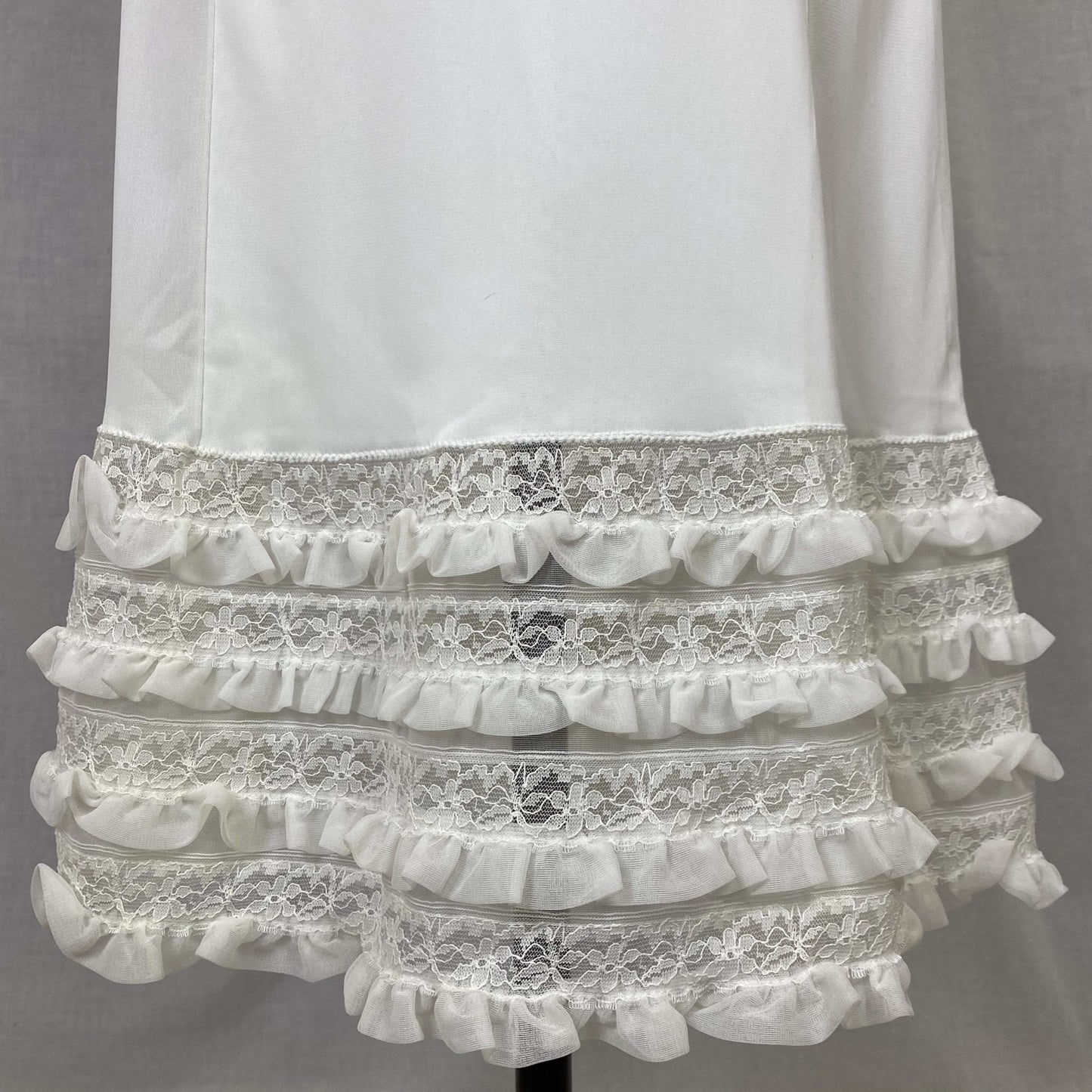 Vintage 1960's Slip | Bright White Nylon with Lace & Chiffon Ruffles | Size 38-42 Bust, M/LG | Glencraft -Never Worn - Daggers & Dames