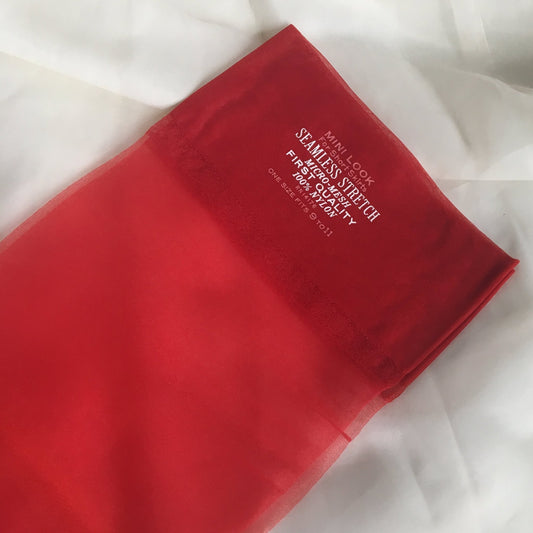 Vintage 1960's Stockings | Lipstick Red Seamless Nylon with Wide Welt | New in Box, 2 Pairs | Ultra Long Thigh Highs | Parklane | Free Size - Daggers & Dames