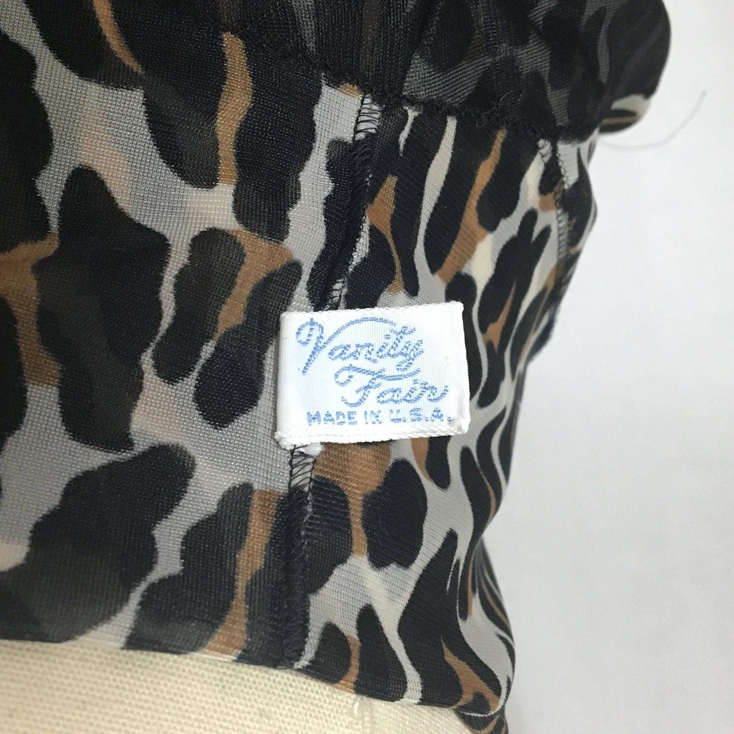 Vintage 1960's Teddy Romper | Size XS, SM | Leopard Jungle Print Nylon with Jagged Hem | Vanity Fair - Daggers & Dames