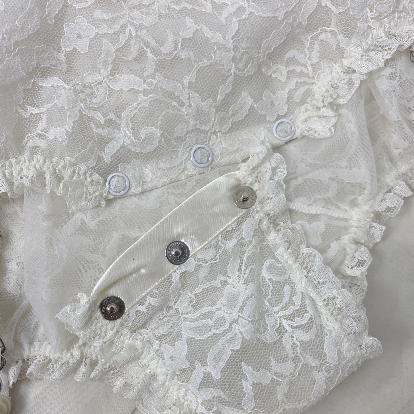 Vintage 1960's Teddy | Sheer White Nylon chiffon with Lace & Detachable Garters | Size XS, S | Glydon's of Hollywood - Daggers & Dames