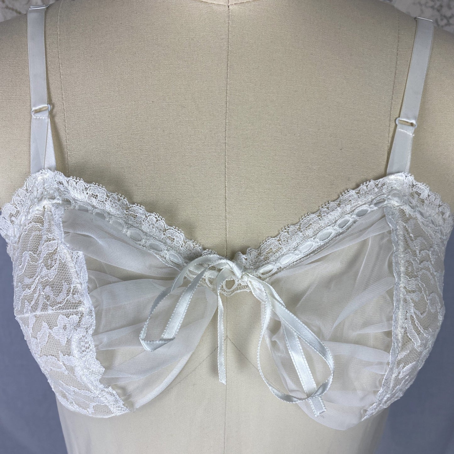 Vintage 1960's Teddy | Sheer White Nylon chiffon with Lace & Detachable Garters | Size XS, S | Glydon's of Hollywood - Daggers & Dames