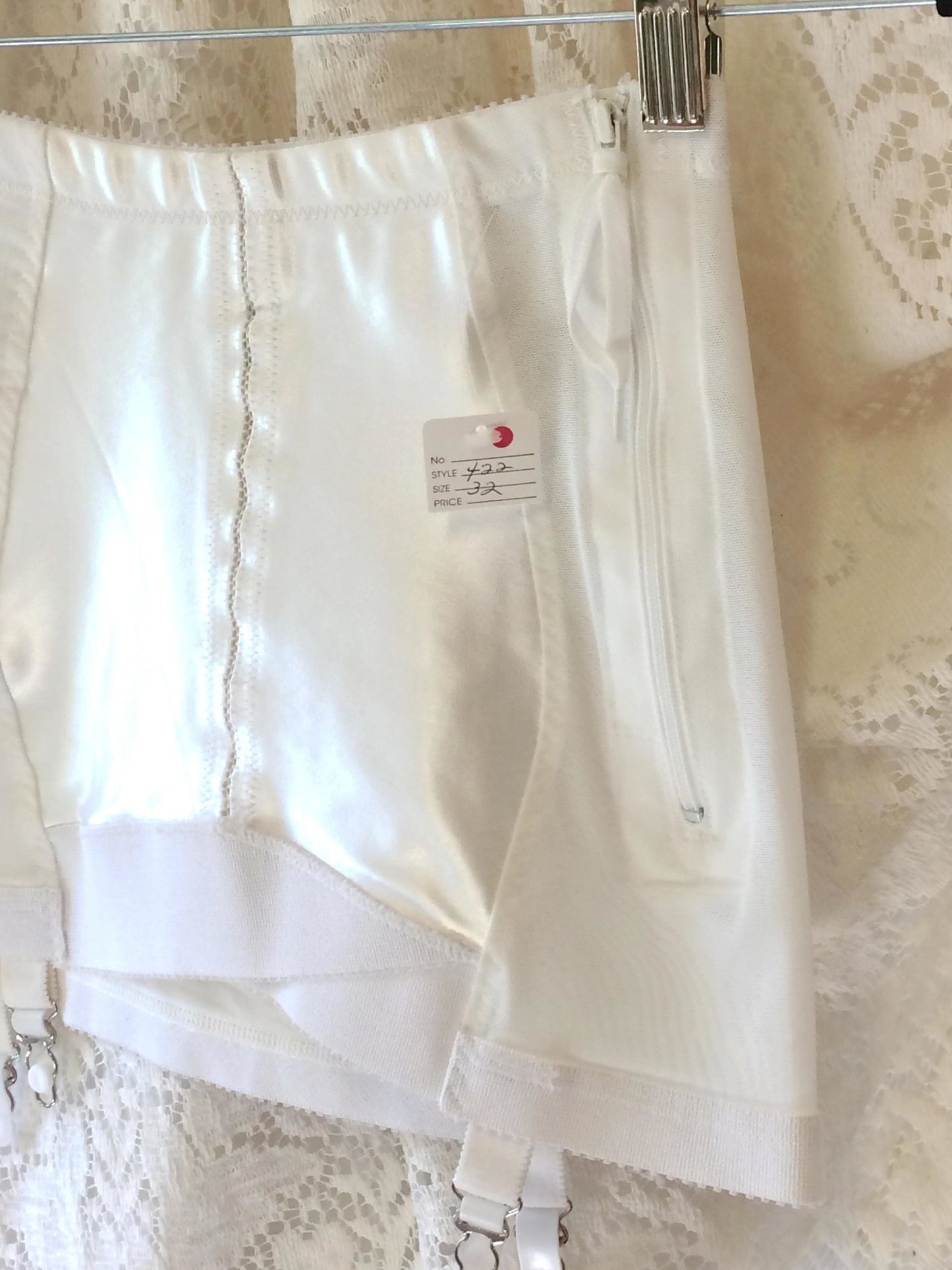Vintage 1960's White Satin Girdle by Crownette -New Without Tags - Daggers & Dames