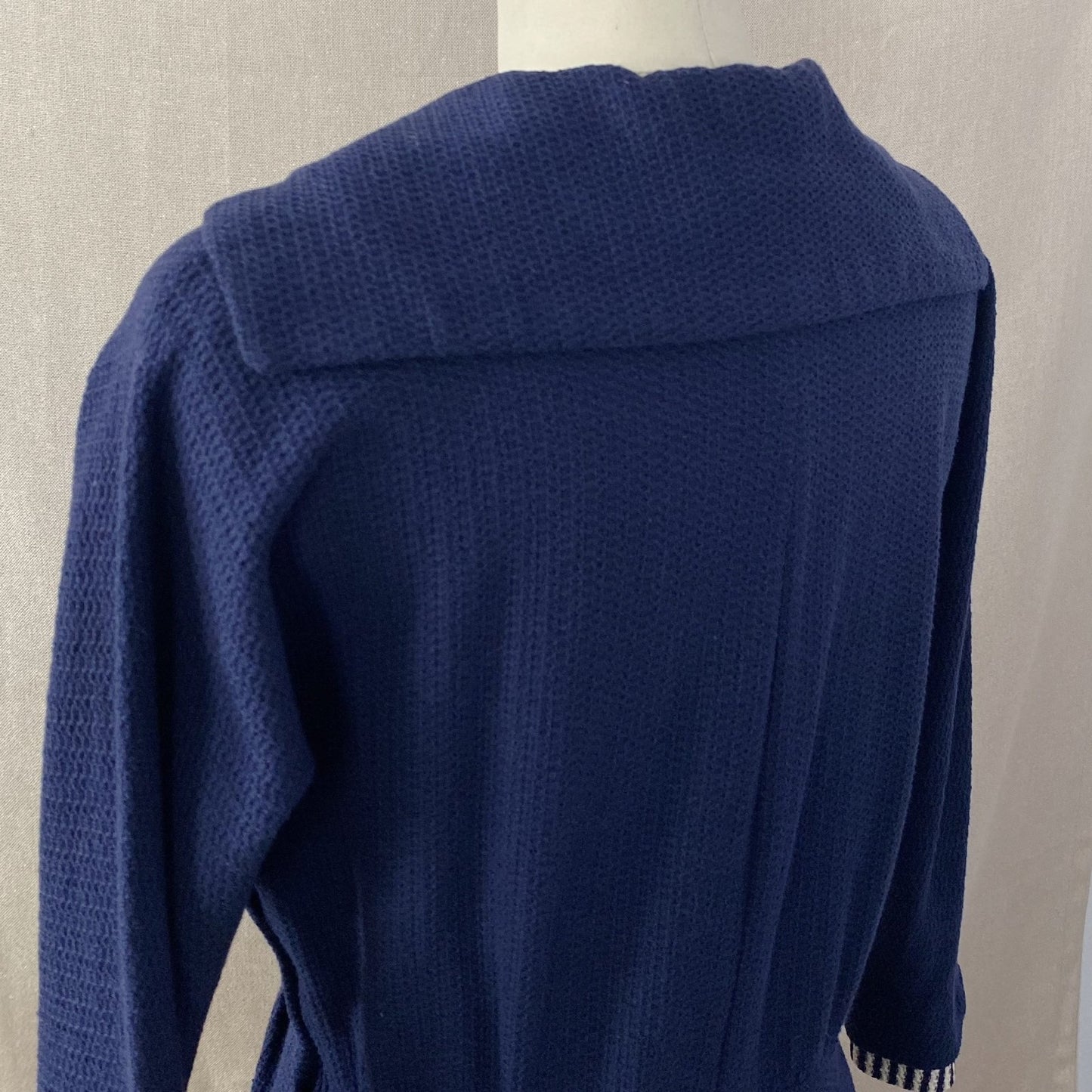 Vintage 1960's Wiggle Dress | Nay Blue Cotton Knit with White Nautical Stripes | Size S, M | Bobbie Brooks - Daggers & Dames