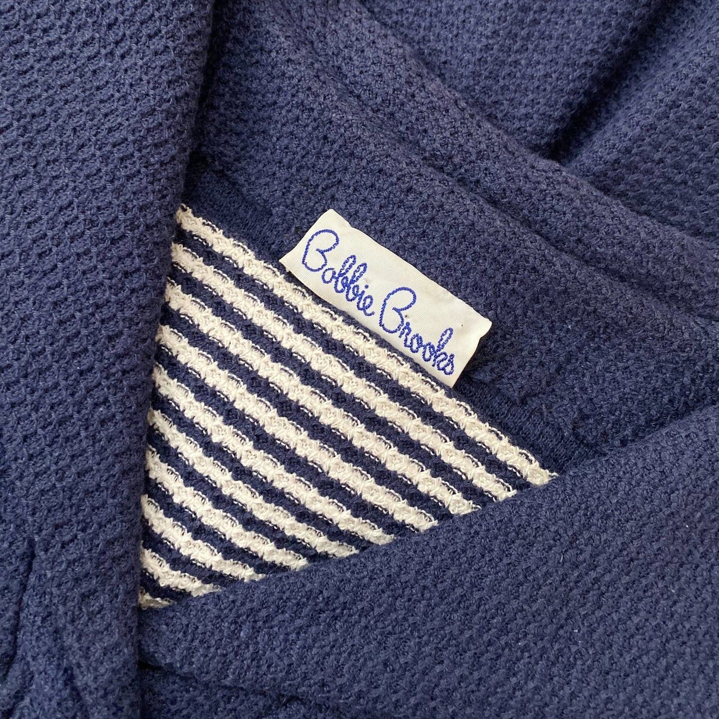 Vintage 1960's Wiggle Dress | Nay Blue Cotton Knit with White Nautical Stripes | Size S, M | Bobbie Brooks - Daggers & Dames