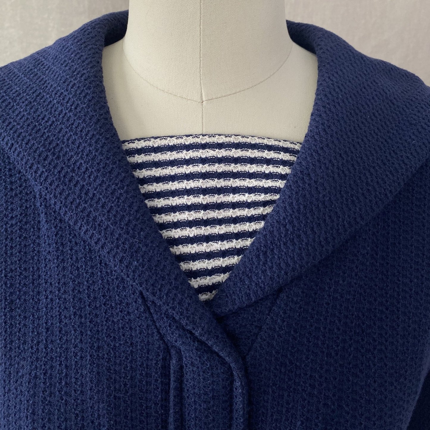 Vintage 1960's Wiggle Dress | Nay Blue Cotton Knit with White Nautical Stripes | Size S, M | Bobbie Brooks - Daggers & Dames