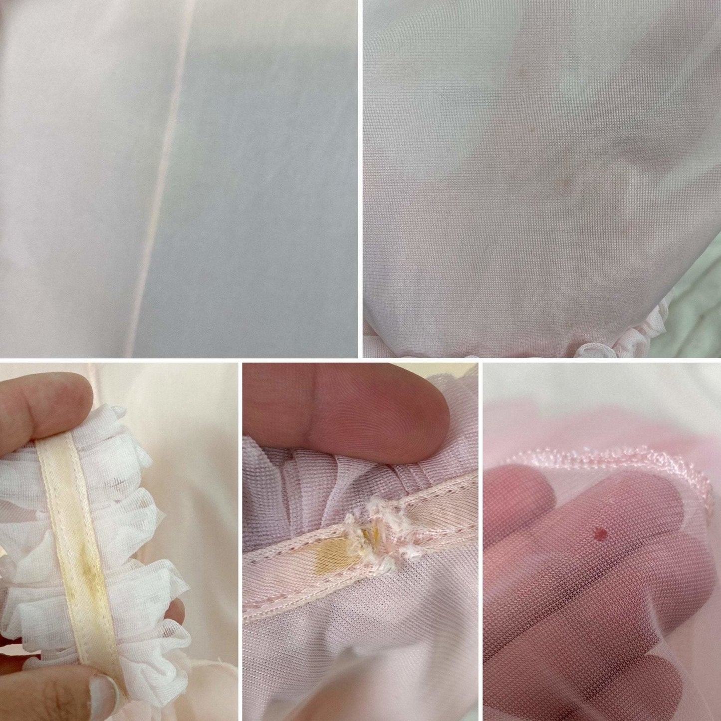 Vintage Peignoir Set | Princess Pink Nylon Chiffon with Ruffles | Size XS, S | Pandora Lingerie - Daggers & Dames