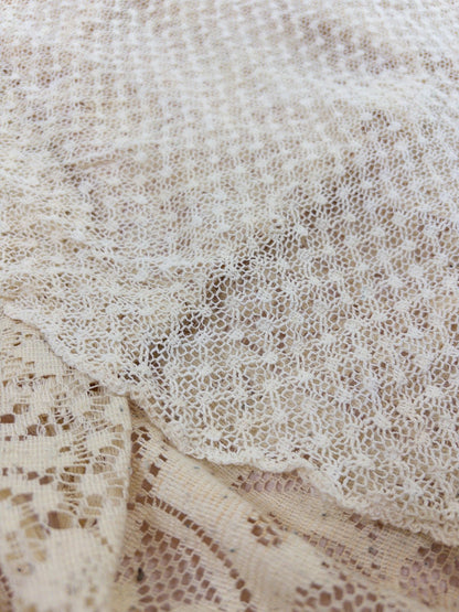 1930s - 1940s Wedding Dress - Long Sleeved Ivory Cotton Crochet with Satin Buttons | XS, Small - Daggers & Dames