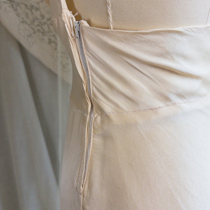 1930s Halter Nightgown - Champagne Gold Silk Satin with Open Back | Small, Medium - Daggers & Dames