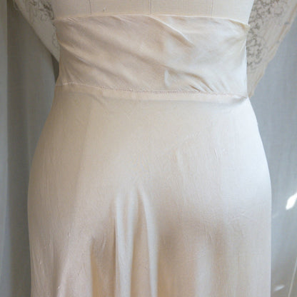 1930s Halter Nightgown - Champagne Gold Silk Satin with Open Back | Small, Medium - Daggers & Dames