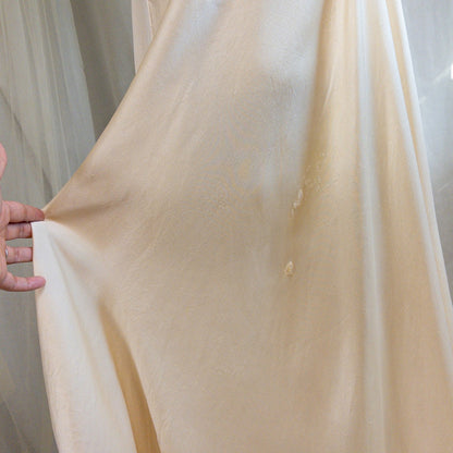 1930s Halter Nightgown - Champagne Gold Silk Satin with Open Back | Small, Medium - Daggers & Dames