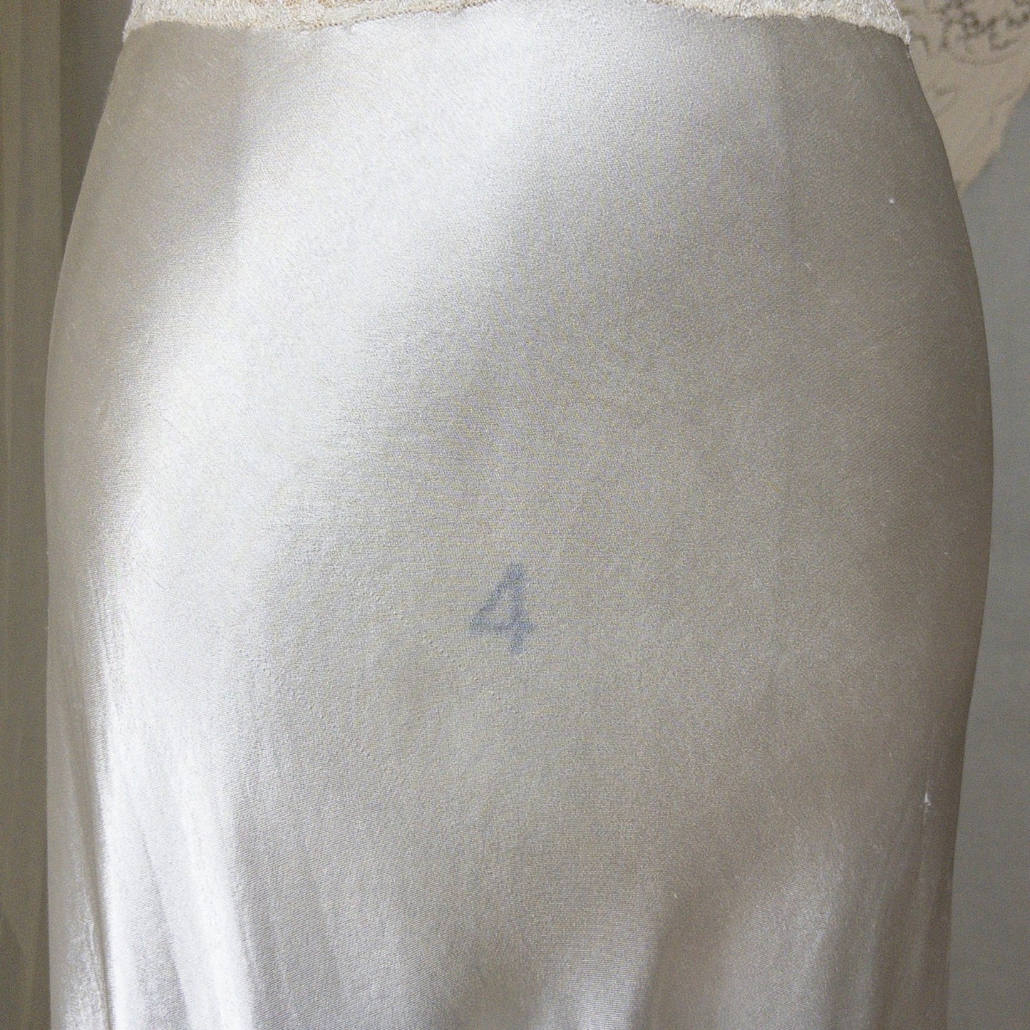 1930s Halter Nightgown - Sheer Ivory Silk & Pearl White Celanese Satin with Tambour Lace | XS, S, M - Daggers & Dames