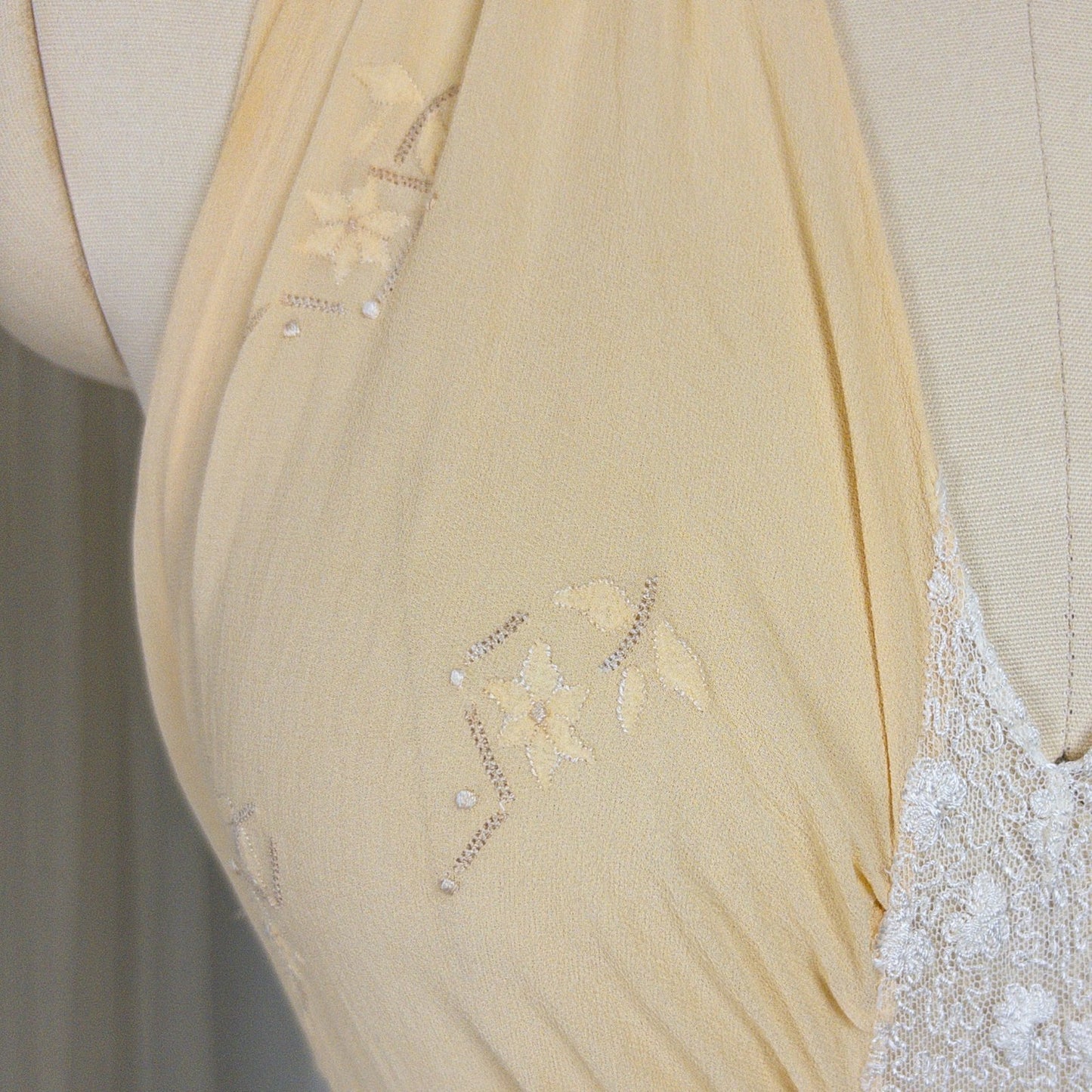 1930s Halter Nightgown - Sheer Ivory Silk & Pearl White Celanese Satin with Tambour Lace | XS, S, M - Daggers & Dames