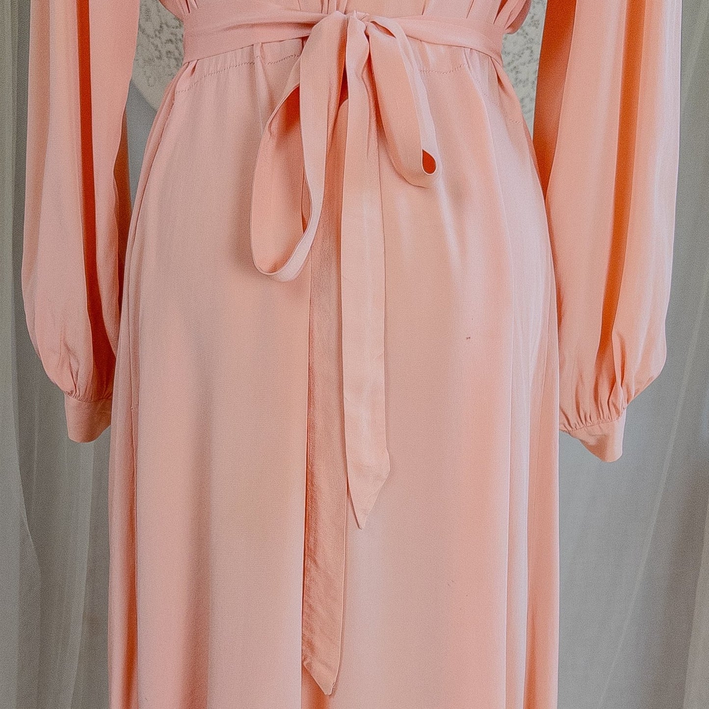 1930's Nightgown - Rich Blush Pink Pebbled Silk Crepe with White Cotton Lace and Hand Finished Seams, Made in France | Free Size - Daggers & Dames