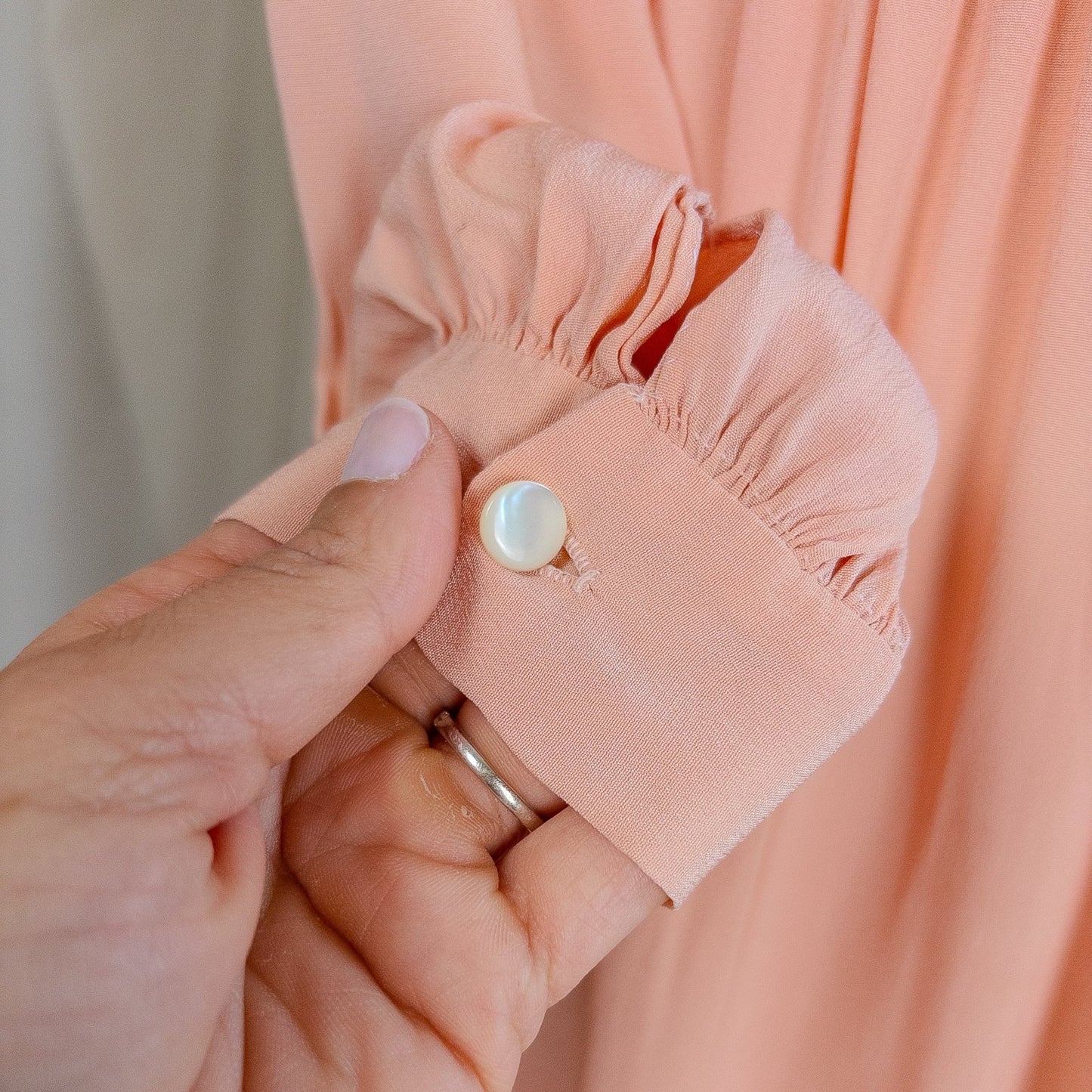 1930's Nightgown - Rich Blush Pink Pebbled Silk Crepe with White Cotton Lace and Hand Finished Seams, Made in France | Free Size - Daggers & Dames
