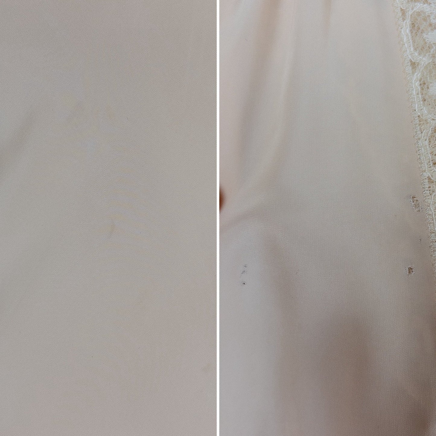 1940's Nightgown & Peignoir Set - Warm Nude Rayon with Ivory Fan Patterned Lace by DuBenay - Daggers & Dames