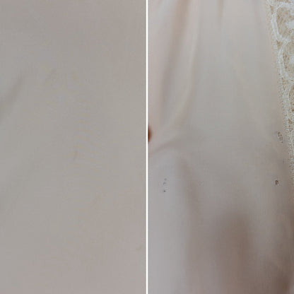 1940's Nightgown & Peignoir Set - Warm Nude Rayon with Ivory Fan Patterned Lace by DuBenay - Daggers & Dames