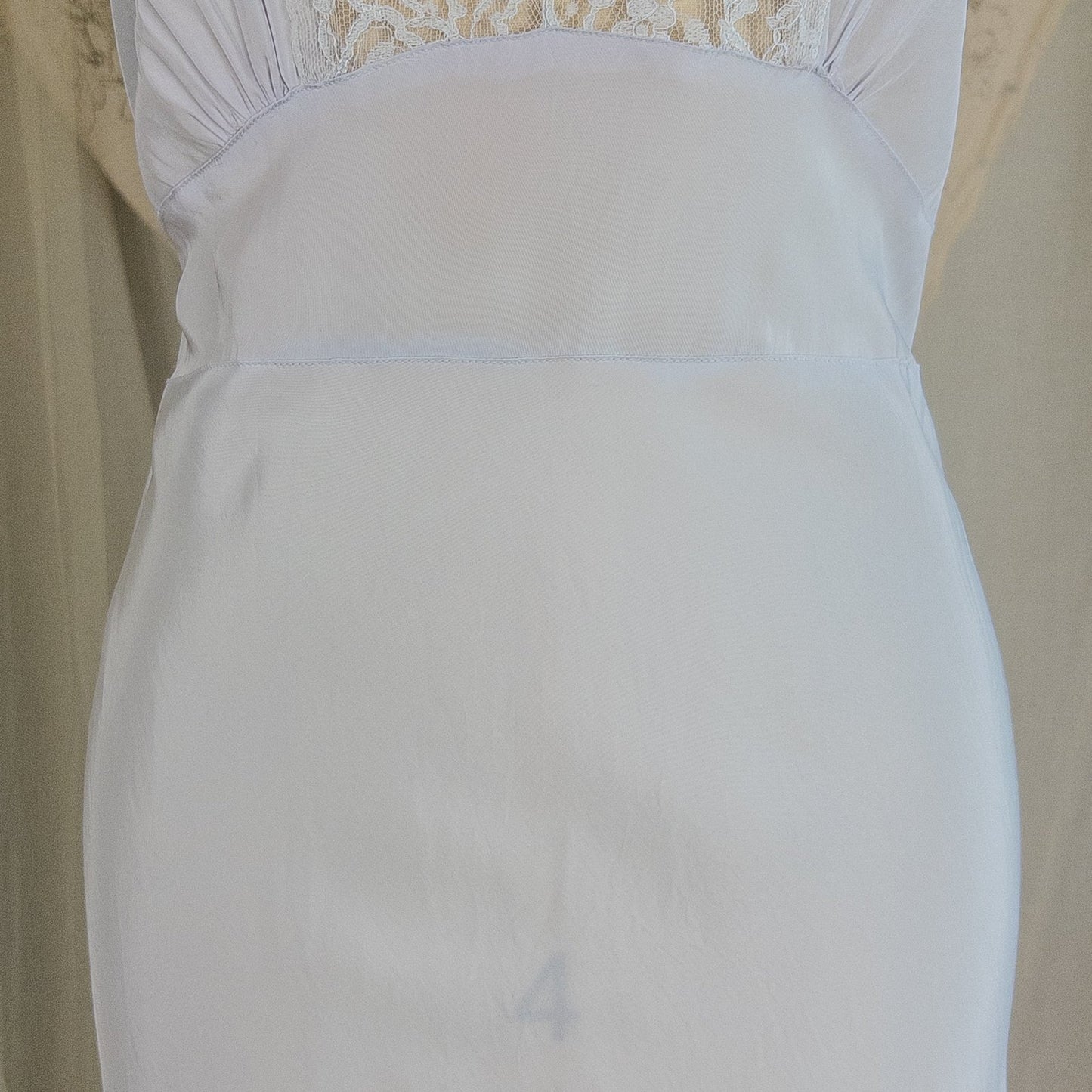 1940's Nightgown - Periwinkle Blue Rayon with Floral Lace & Keyhole Neckline by Lady Edso | Small, Medium - Daggers & Dames