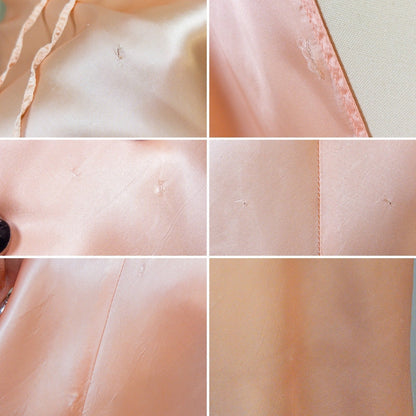 1940's Nightgown - Rich Blush Pink Rayon Satin with Ruffled Cotton Tulle - Daggers & Dames