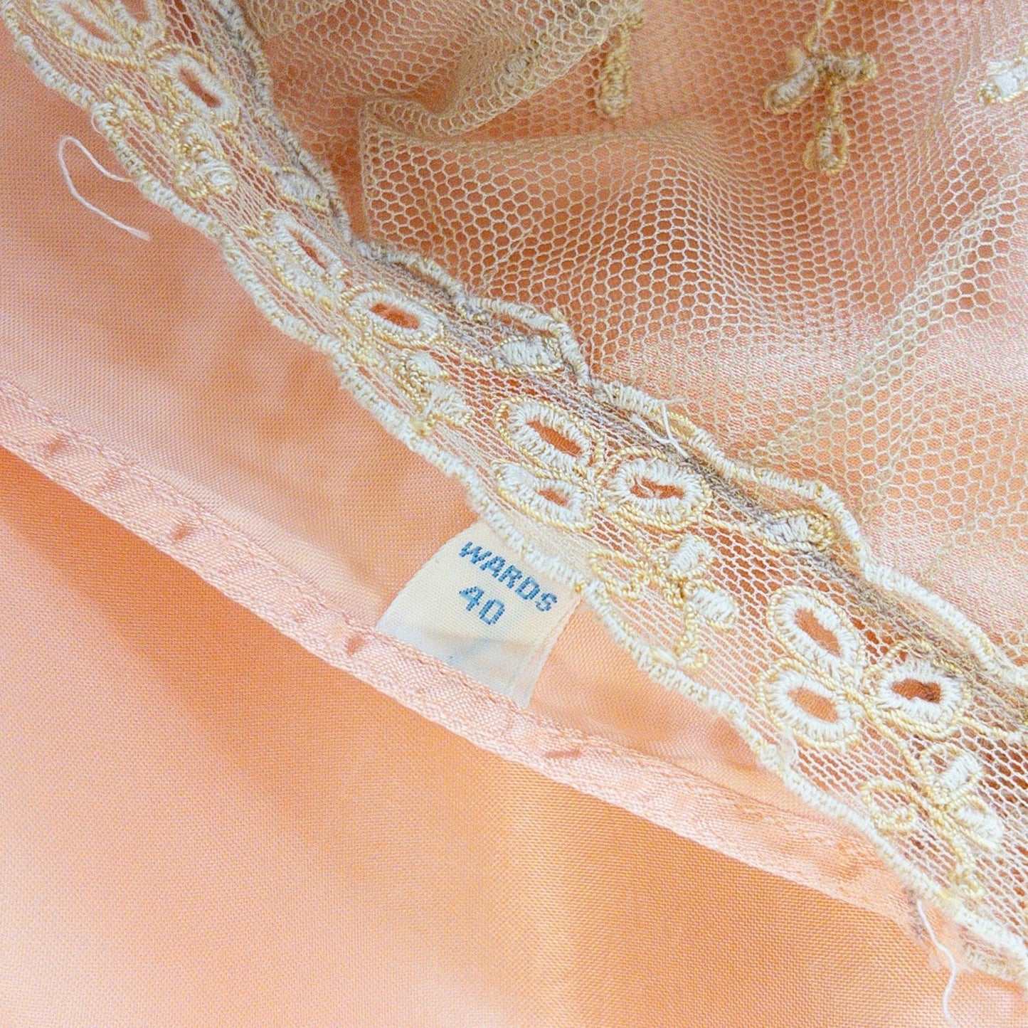 1940's Nightgown - Rich Blush Pink Rayon Satin with Ruffled Cotton Tulle - Daggers & Dames