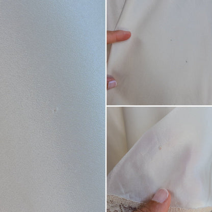 1940's Slip - Pearly White Rayon Satin with Ivory Cotton Lace by Fischer Heavenly Lingerie | XS - Daggers & Dames