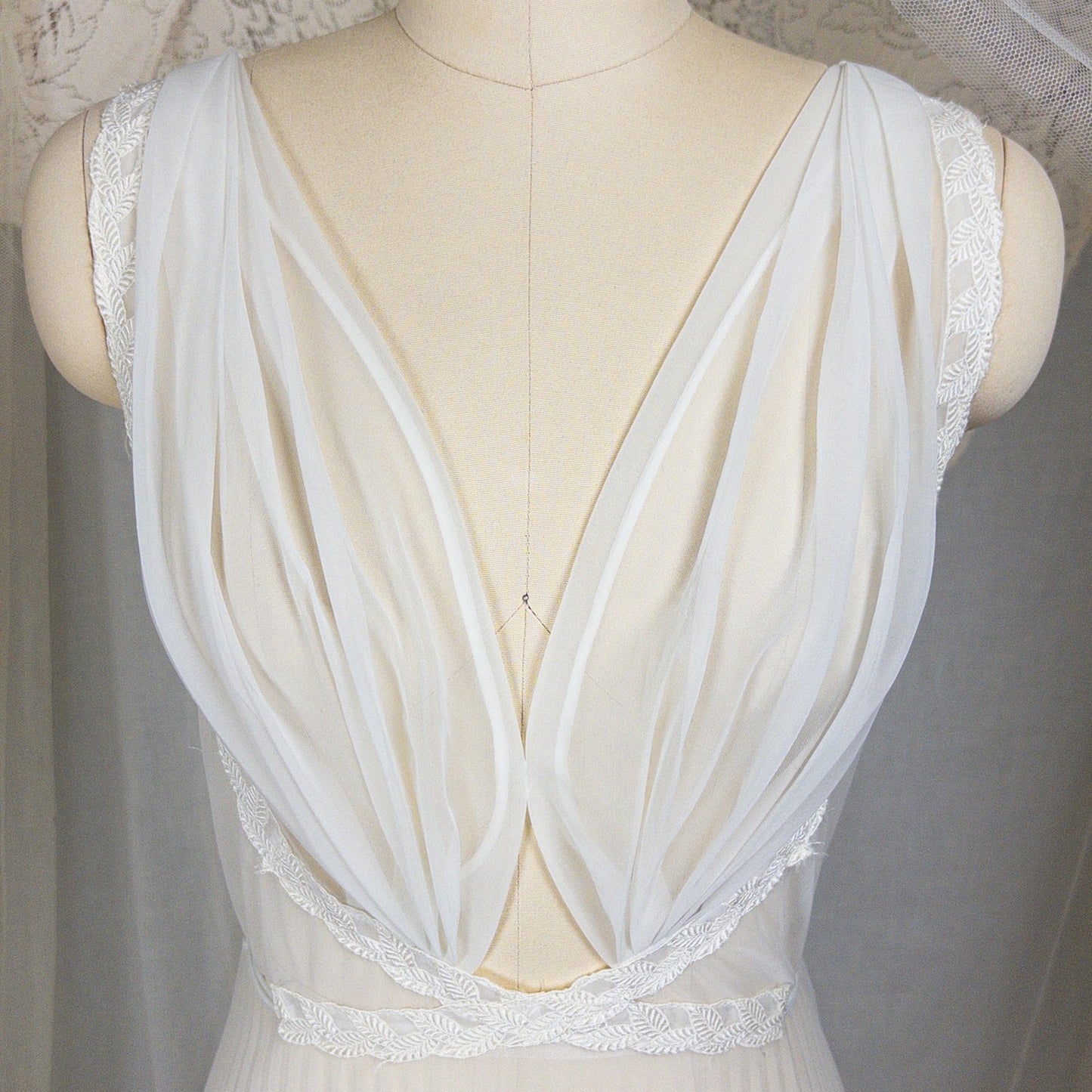 1950s - 1960s Grecian Nightgown - Sheer White Nylon Chiffon with Keyhole Neckline & Pleated Skirt by Carter's | Small, Medium - Daggers & Dames