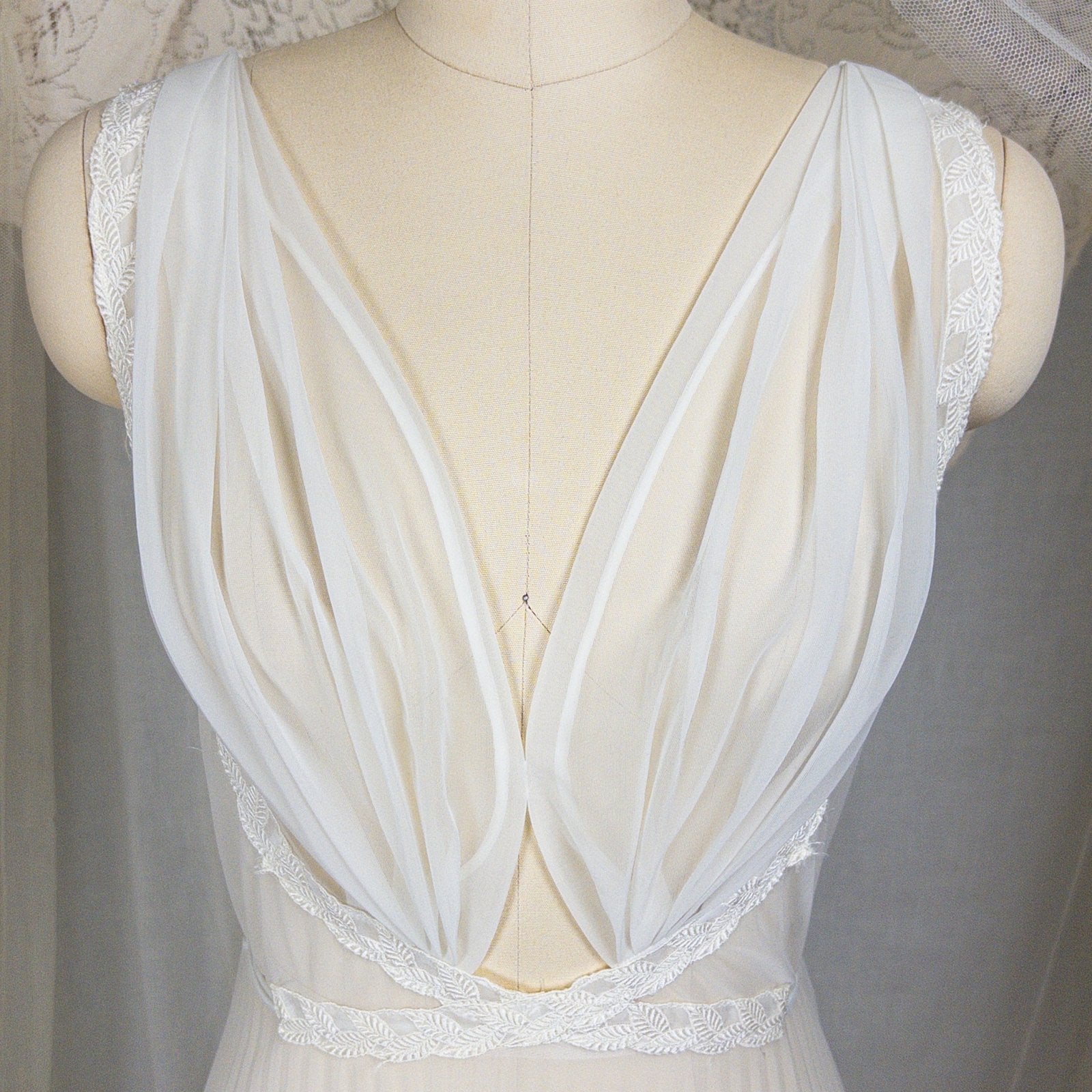 1950s - 1960s Grecian Nightgown - Sheer White Nylon Chiffon with Keyhole Neckline & Pleated Skirt by Carter's | Small, Medium - Daggers & Dames