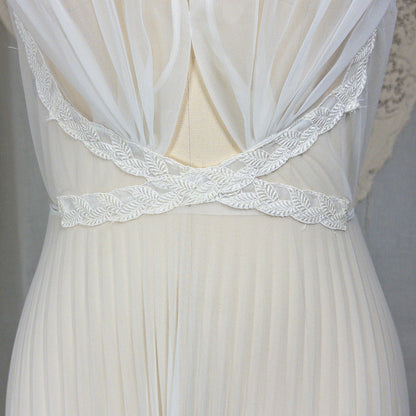 1950s - 1960s Grecian Nightgown - Sheer White Nylon Chiffon with Keyhole Neckline & Pleated Skirt by Carter's | Small, Medium - Daggers & Dames