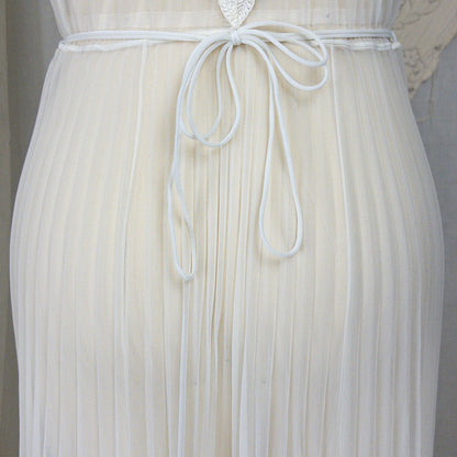 1950s - 1960s Grecian Nightgown - Sheer White Nylon Chiffon with Keyhole Neckline & Pleated Skirt by Carter's | Small, Medium - Daggers & Dames