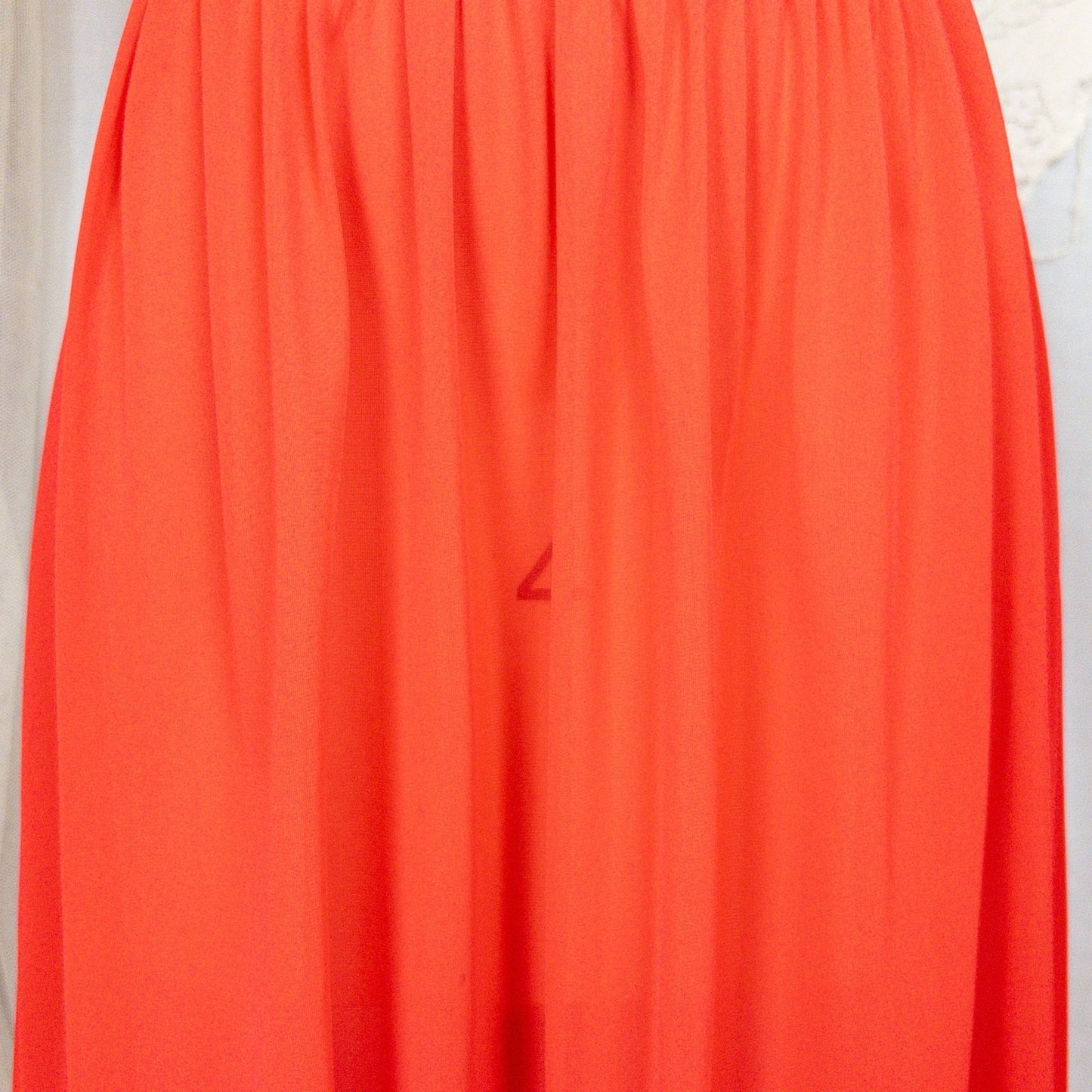 1950s - 1960s Nightgown - Crimson Red Nylon with Shirred Detail & Lace Trim by Artemis - Daggers & Dames