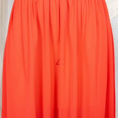 1950s - 1960s Nightgown - Crimson Red Nylon with Shirred Detail & Lace Trim by Artemis - Daggers & Dames