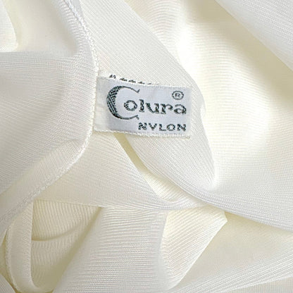 1950's - 1960's Nightgown - White Nylon with Heart Shaped Lace Button - up Bodice & Open Back by Colura - Daggers & Dames