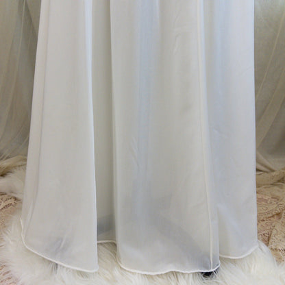 1950s Nightgown & Peignoir Set - White Nylon with Large Satin Bow Detail & Portrait Collar by Rogers | Small, Medium - Daggers & Dames