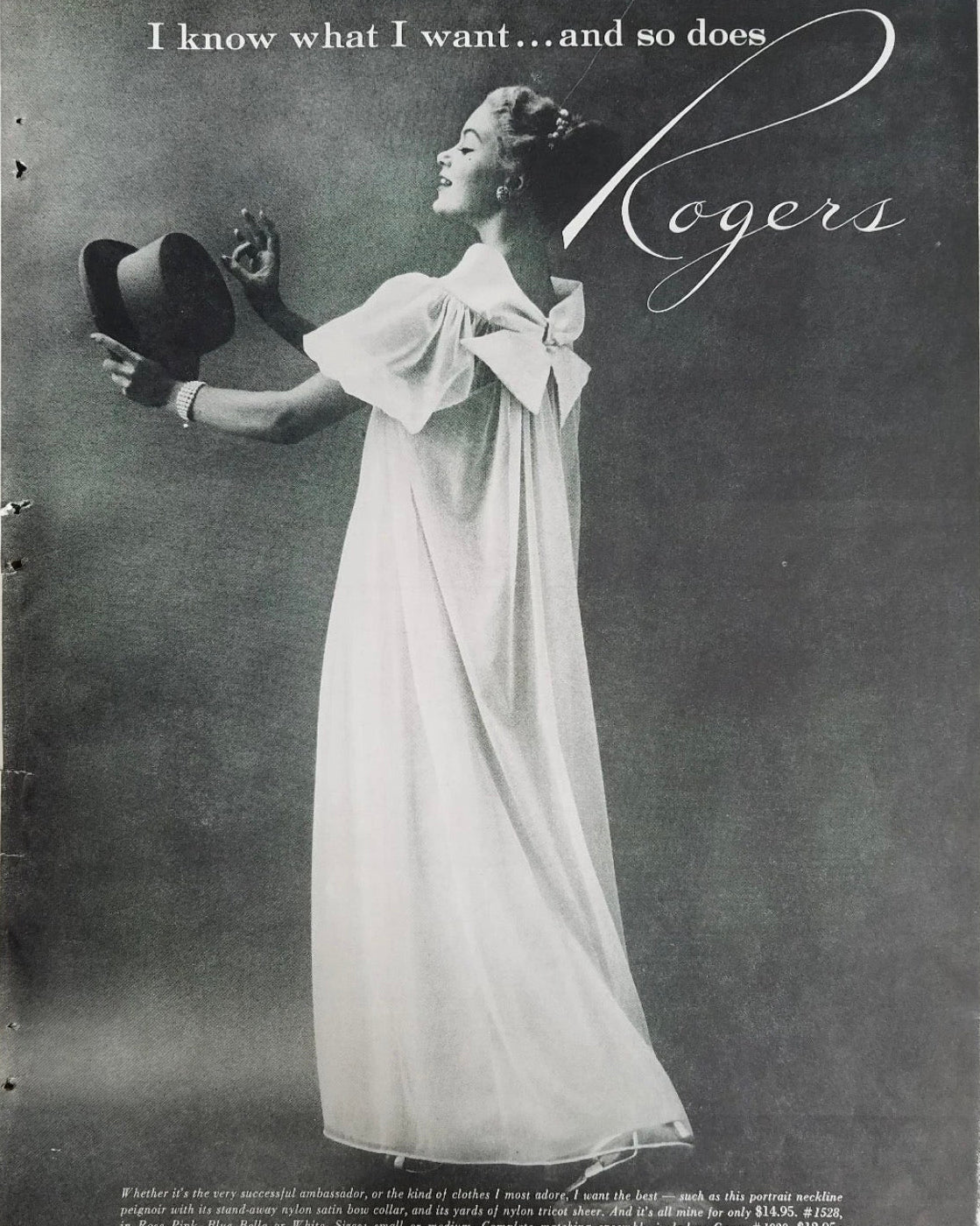 1950s Nightgown & Peignoir Set - White Nylon with Large Satin Bow Detail & Portrait Collar by Rogers | Small, Medium - Daggers & Dames