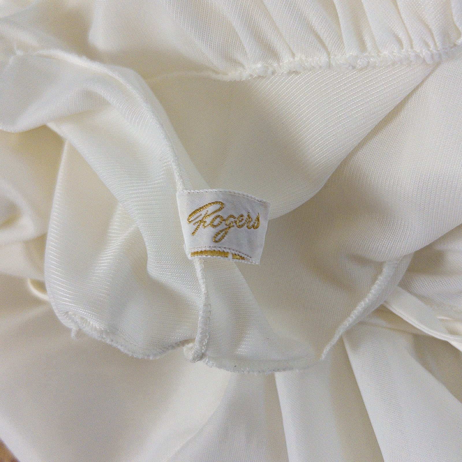 1950s Nightgown & Peignoir Set - White Nylon with Large Satin Bow Detail & Portrait Collar by Rogers | Small, Medium - Daggers & Dames