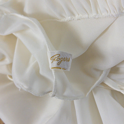 1950s Nightgown & Peignoir Set - White Nylon with Large Satin Bow Detail & Portrait Collar by Rogers | Small, Medium - Daggers & Dames