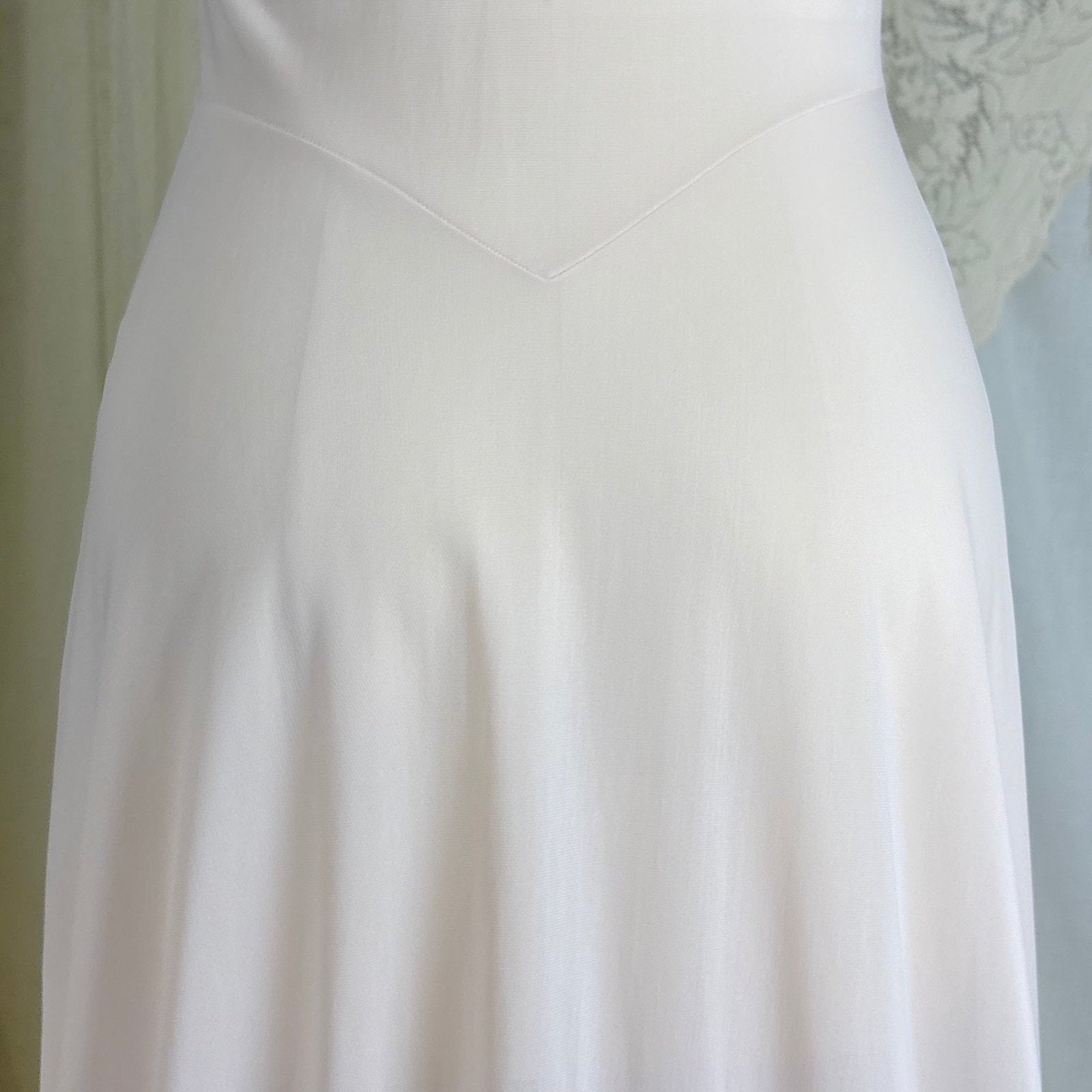 1950's Nightgown - Powder Pink Nylon with Ruffled Crystal Pleated Chiffon by Vanity Fair - Daggers & Dames