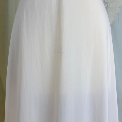 1950's Nightgown - Powder Pink Nylon with Ruffled Crystal Pleated Chiffon by Vanity Fair - Daggers & Dames