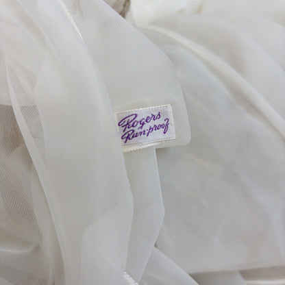 1960s Nightgown & Peignoir Set - White Nylon Chiffon with Gold Metallic Floral Print by Rogers | Medium - Daggers & Dames
