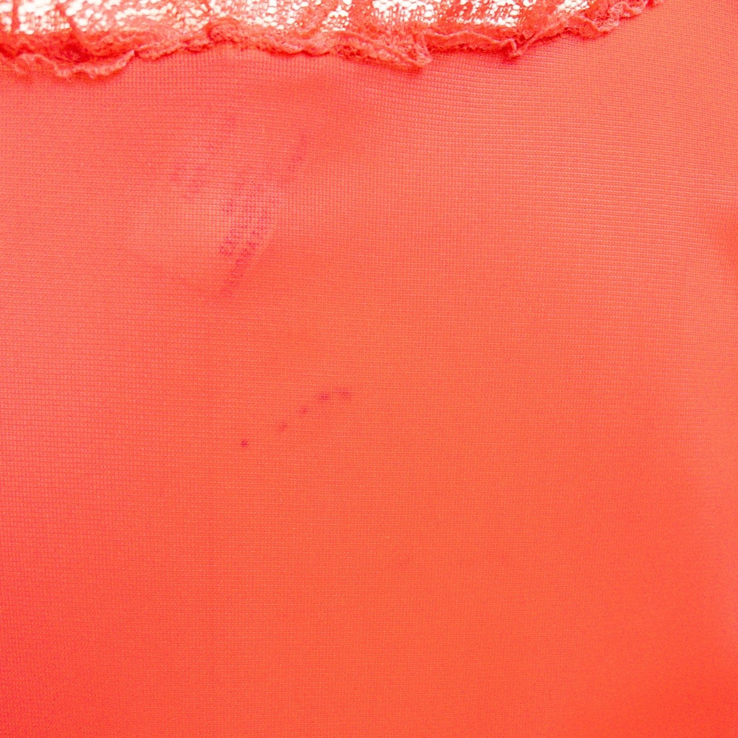 1960's Nightgown - Scarlet Red Nylon with Embroidered Chiffon - Daggers & Dames